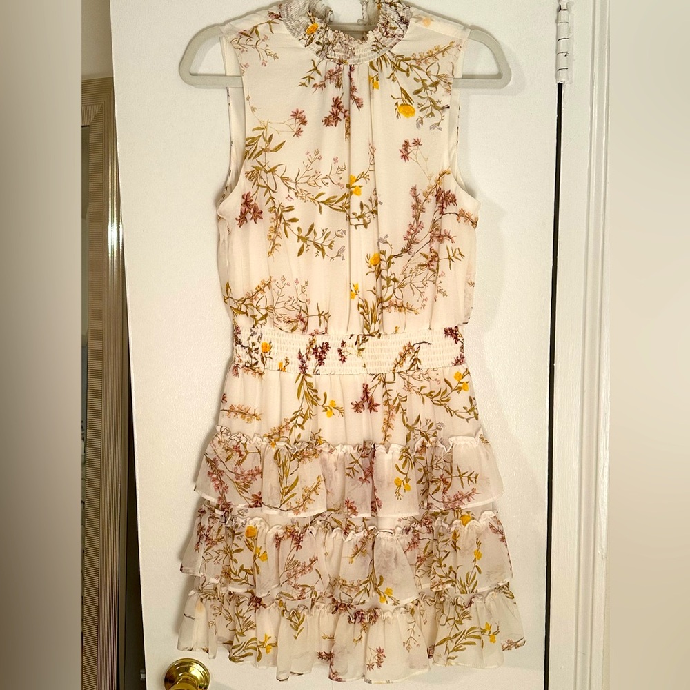 Smocked floral ruffle dress